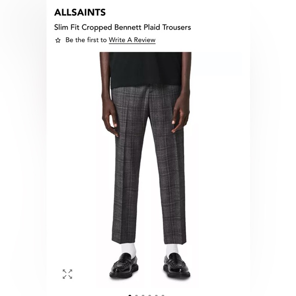 All Saints Bennett cropped plaid Men's Dress Pants - Picture 2 of 9